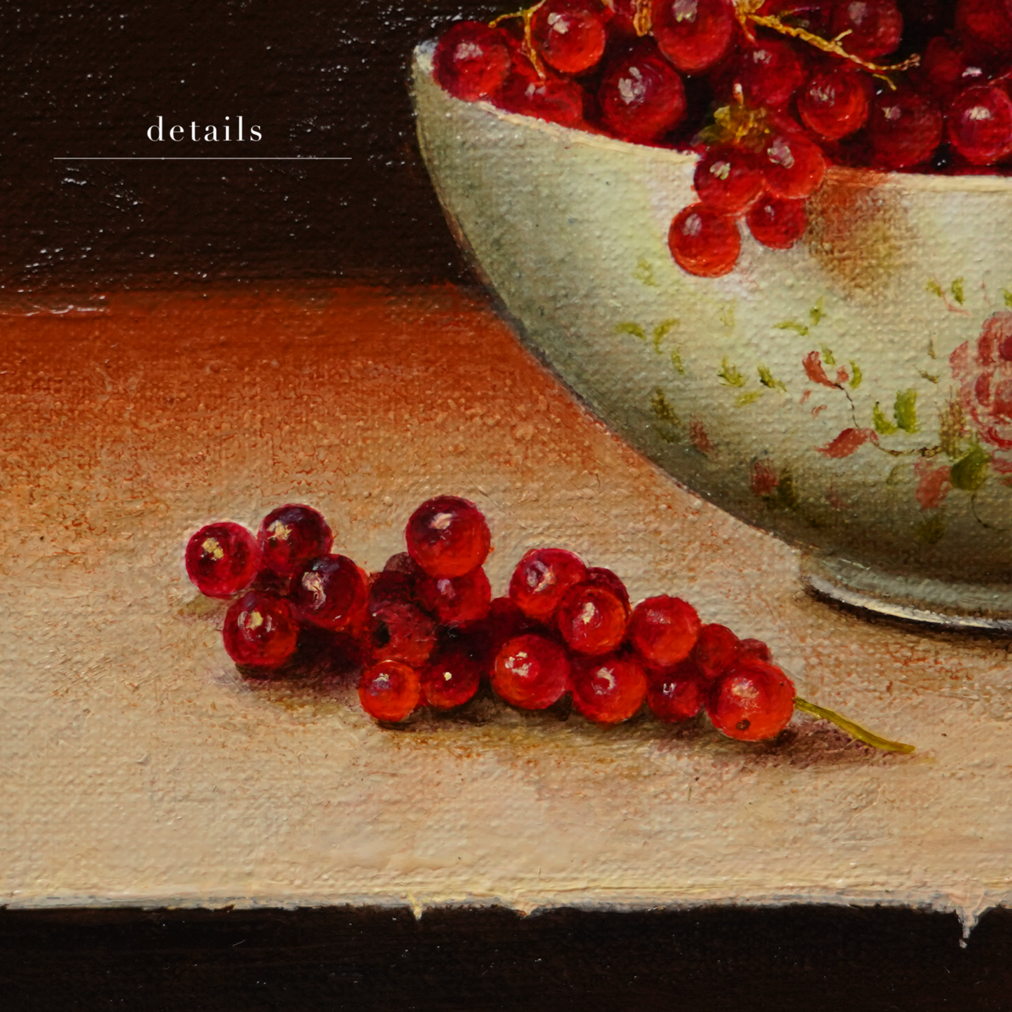 Original Red Currants in a Cup Oil Painting