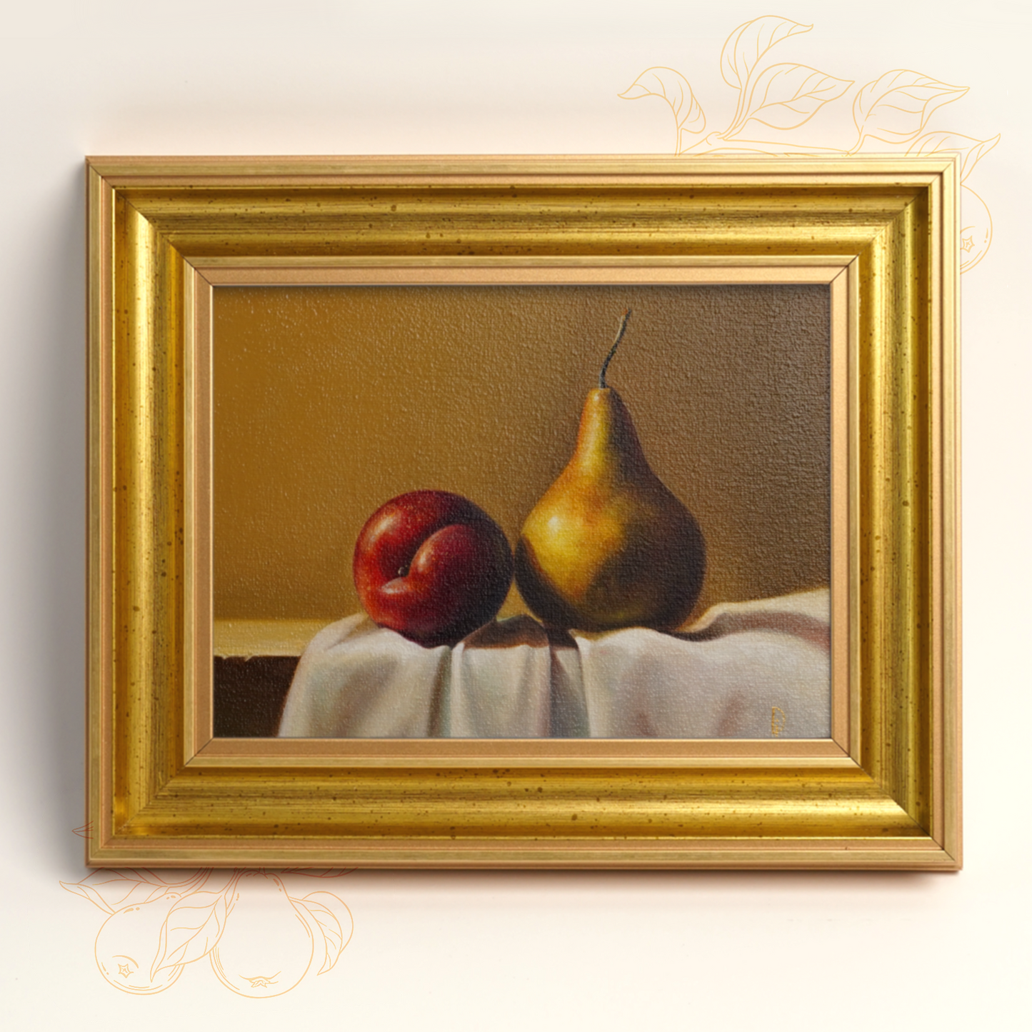 Original Plum & Pear Oil Painting