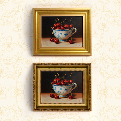 Original Cherries in a Cup Oil Painting