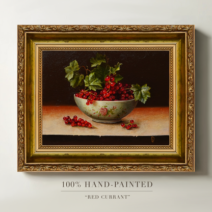 Original Red Currants in a Cup Oil Painting