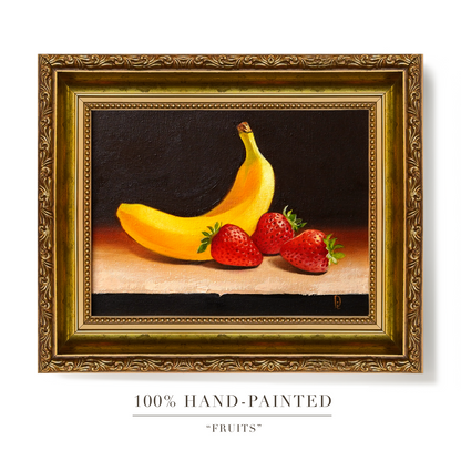Original Banana and Strawberries Oil Painting