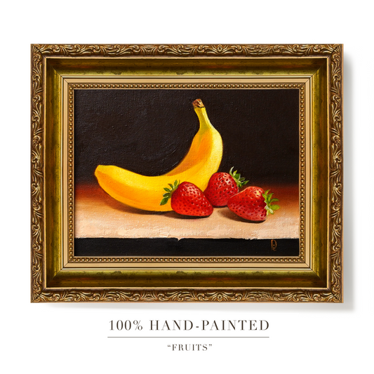 Original Banana and Strawberries Oil Painting