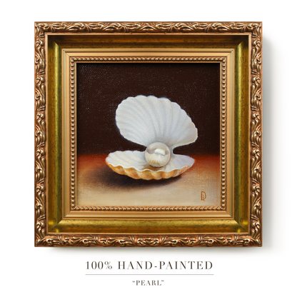 Original Seashell Pearl Miniature Oil Painting