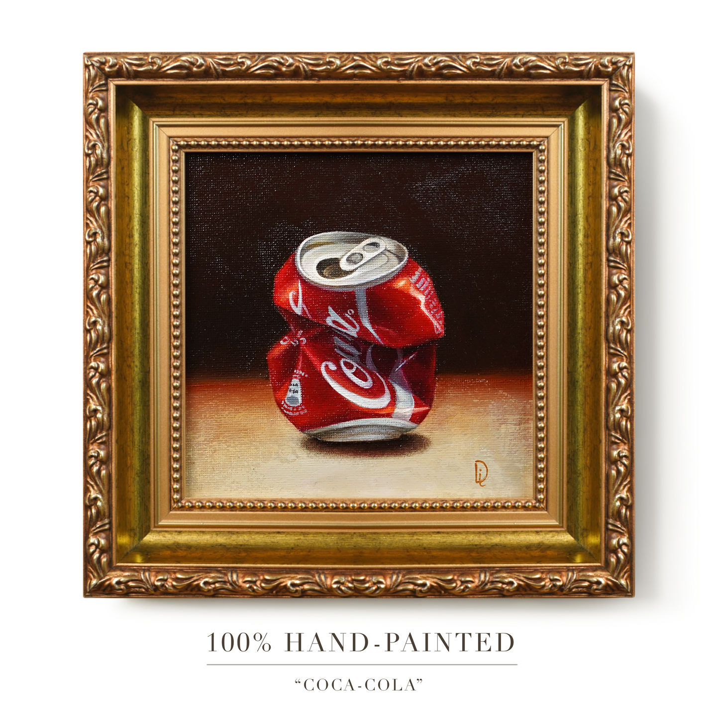 Original Crushed Coca-Cola Can Miniature Oil Painting