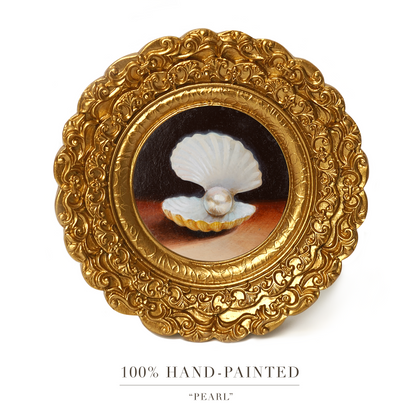 Original Seashell Pearl Miniature Oil Painting