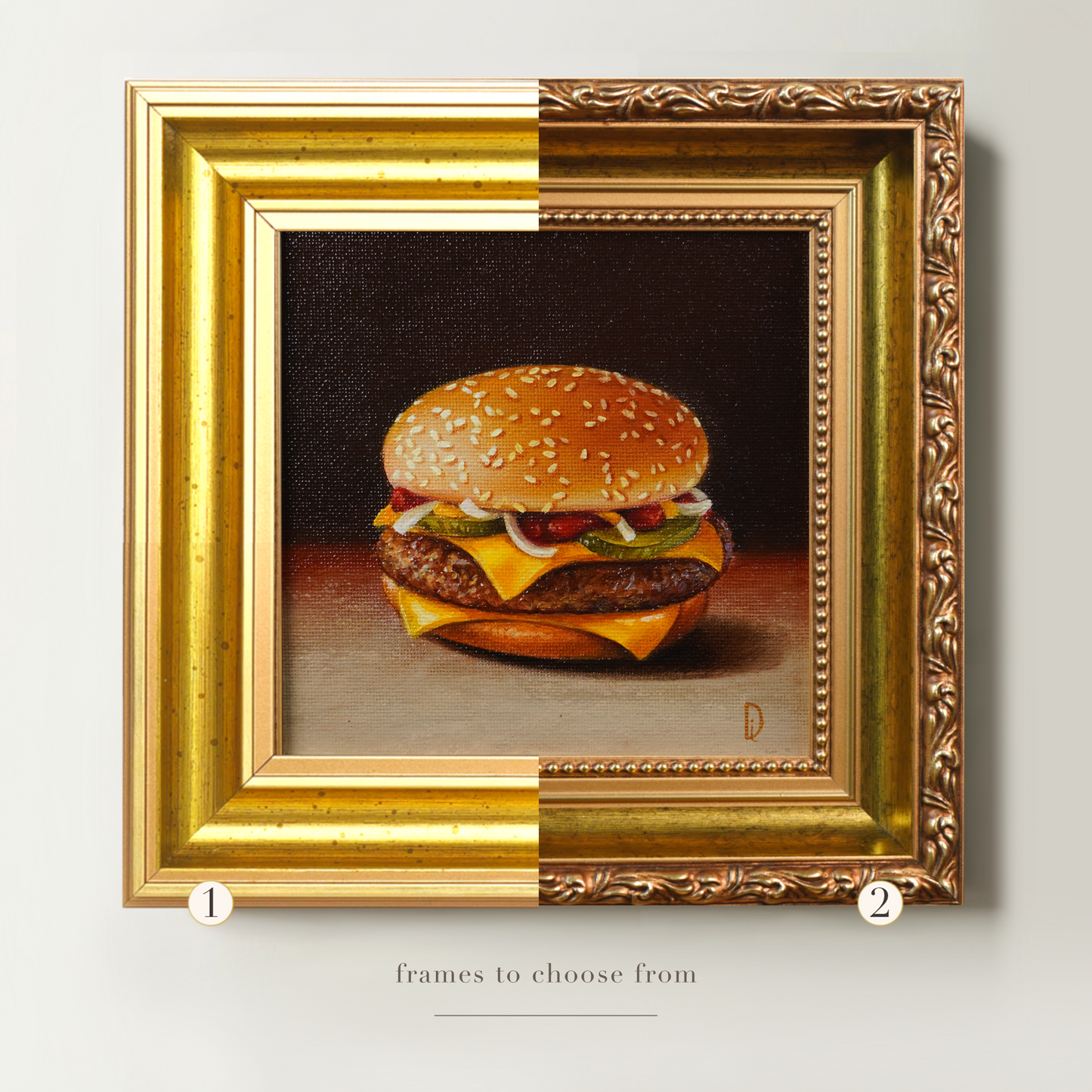 Original Burger Miniature Oil Painting