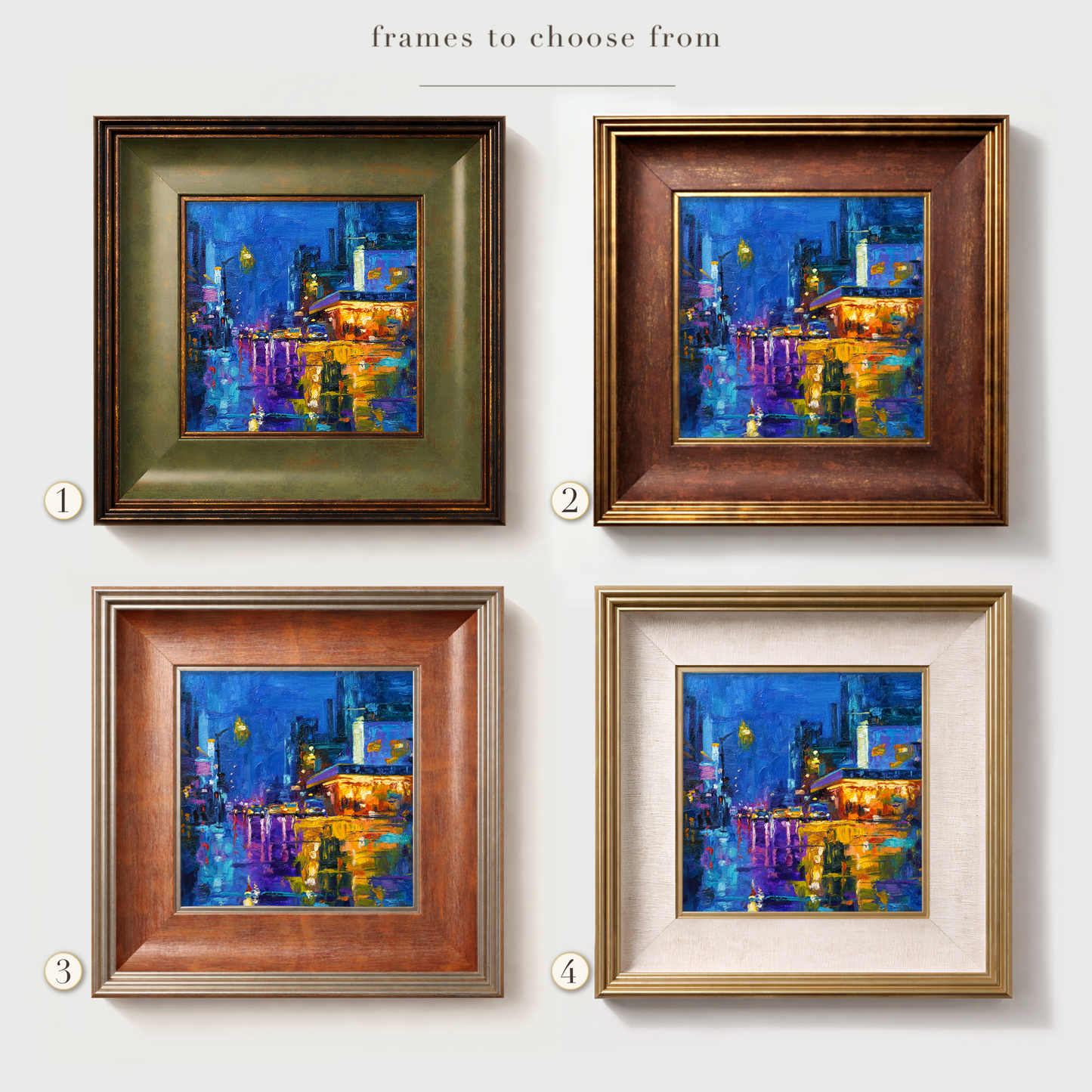 Original Rainy City Night Oil Painting