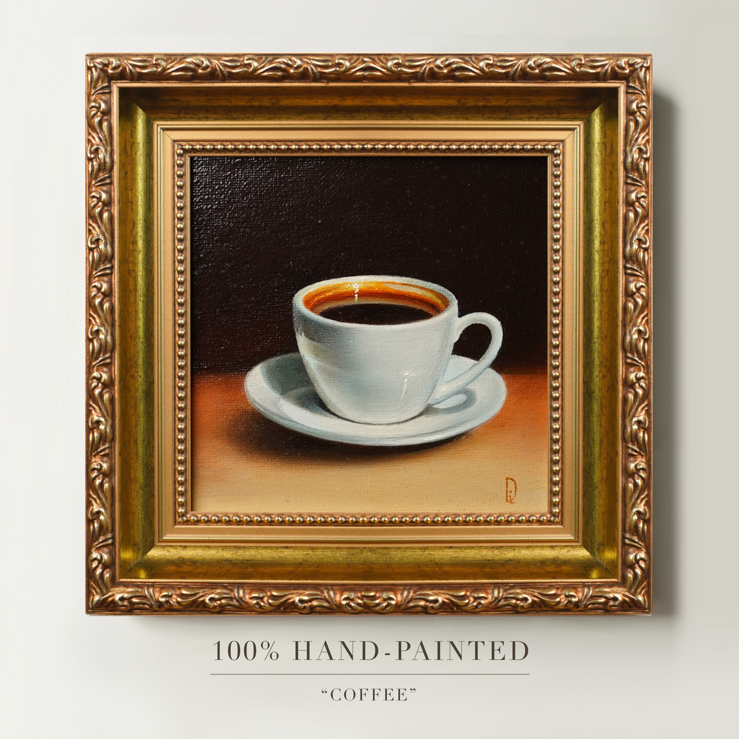 Original Coffee Cup Miniature Oil Painting