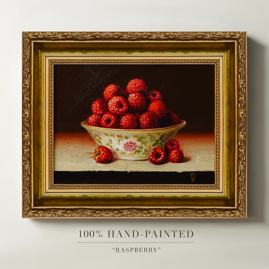 Original Raspberries in a Cup Oil Painting