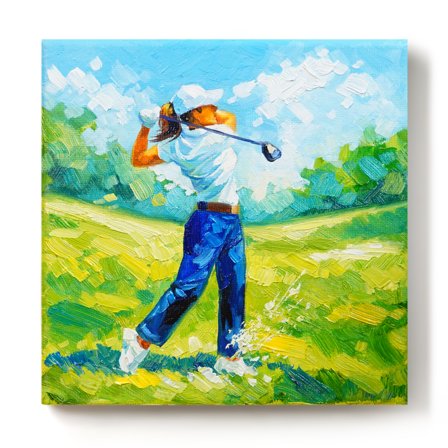 Original Female Golfer Oil Painting