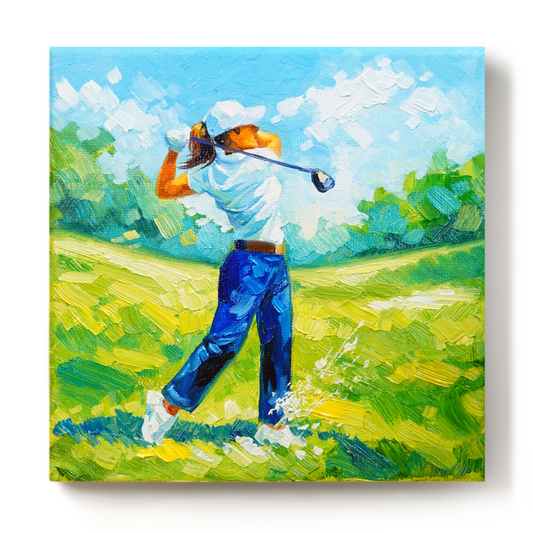 Original Female Golfer Oil Painting