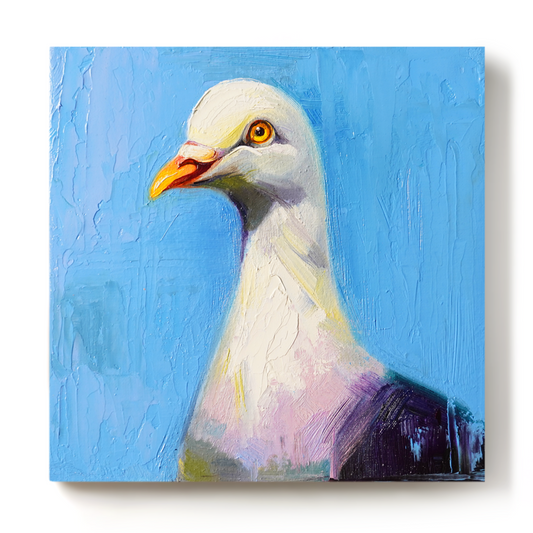 Original White Pigeon Oil Painting