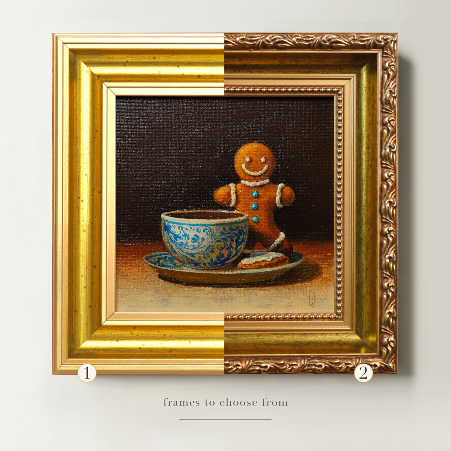 Original Gingerbread Man Cookie Miniature Oil Painting