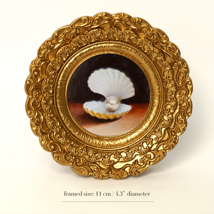 Original Seashell Pearl Miniature Oil Painting