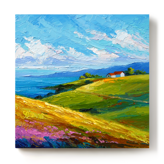 Original Seaside Cottage Oil Painting