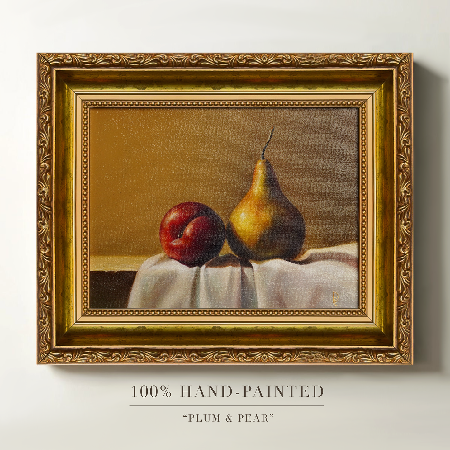 Original Plum & Pear Oil Painting
