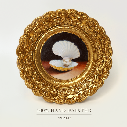 Original Seashell Pearl Miniature Oil Painting