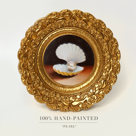Original Seashell Pearl Miniature Oil Painting