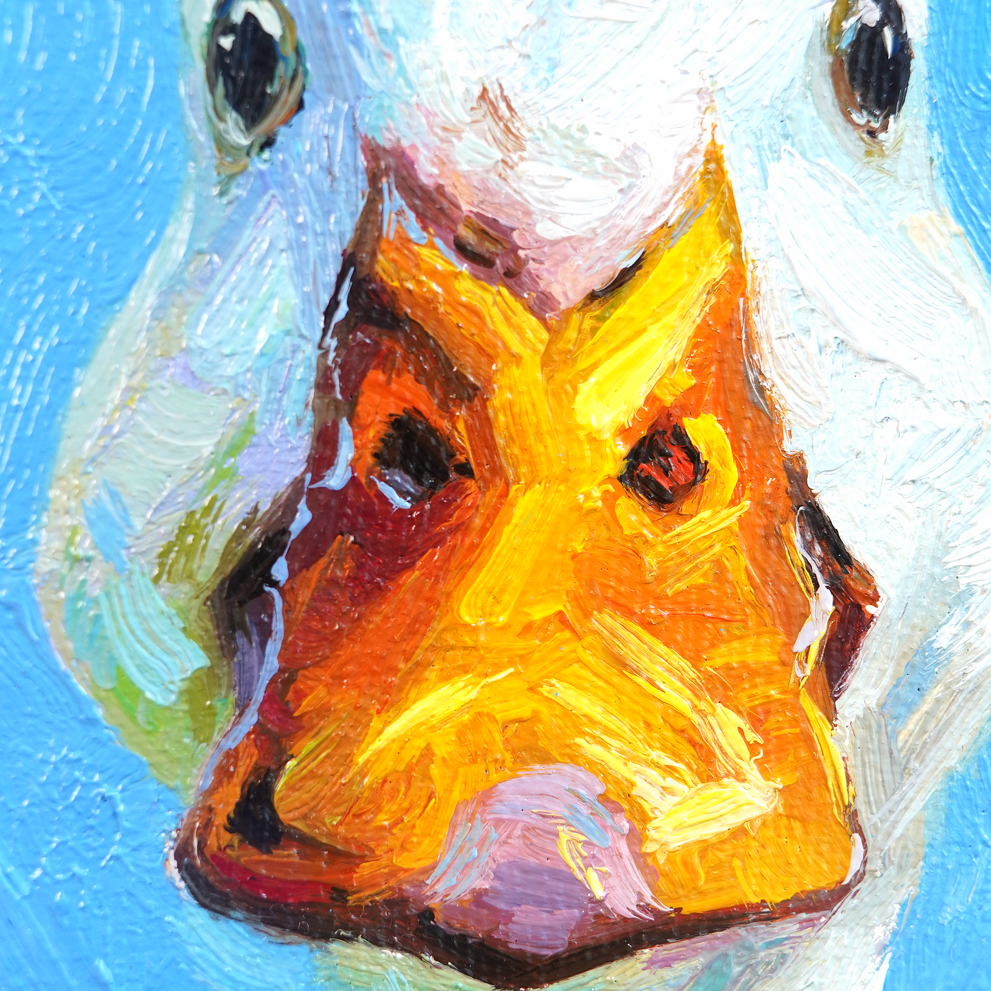 Original White Duck Oil Painting