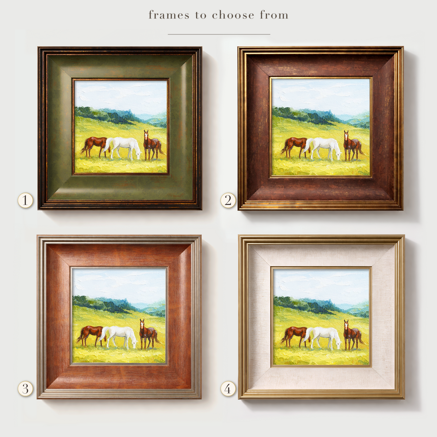 Original Horses in a Field Oil Painting