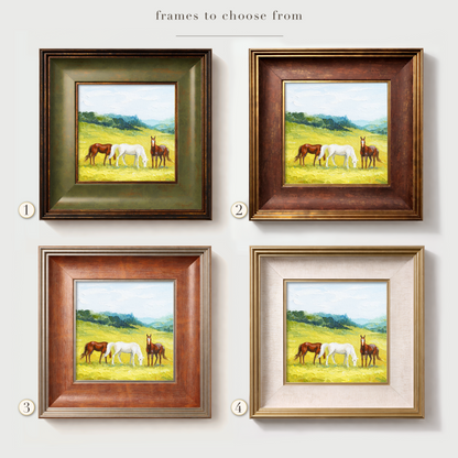 Original Horses in a Field Oil Painting