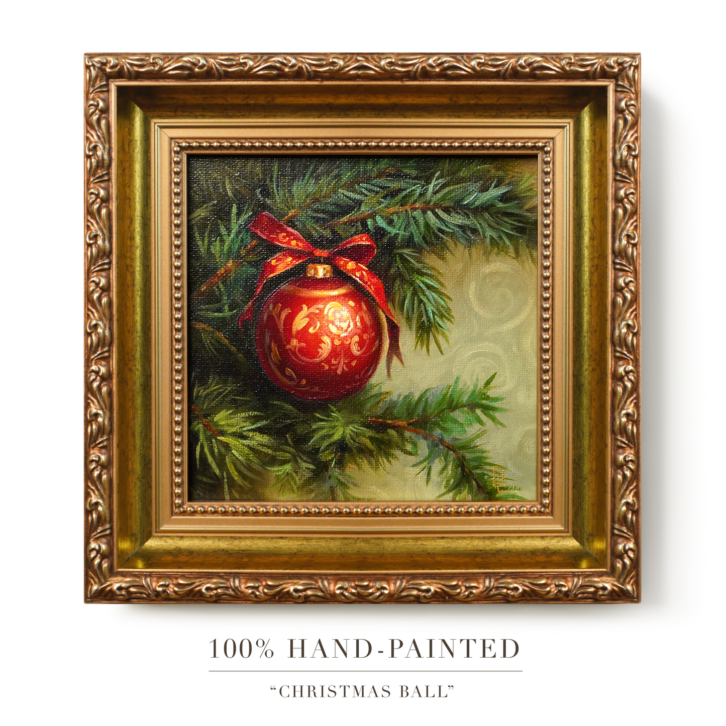 Original Christmas Ornament Miniature Oil Painting