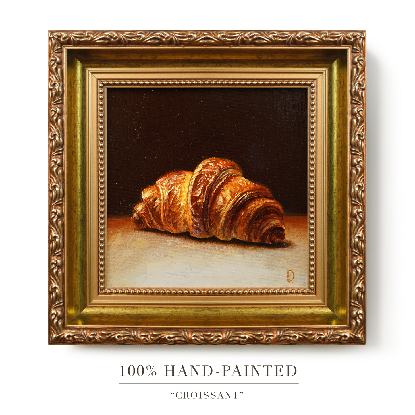 Original Croissant Miniature Oil Painting