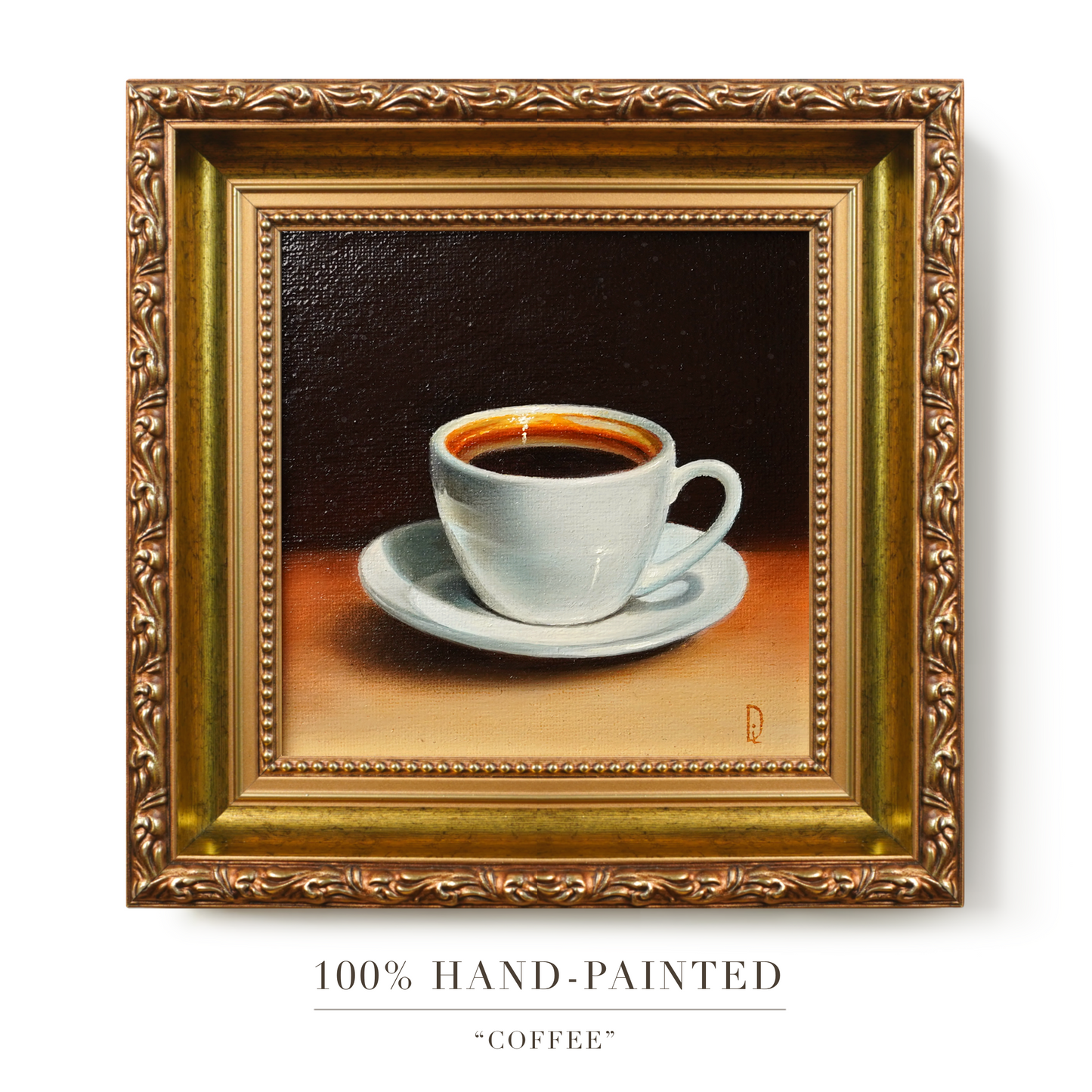Original Coffee Cup Miniature Oil Painting