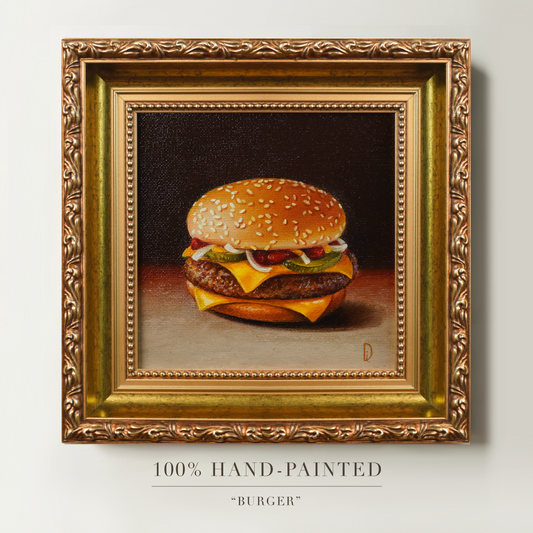 Original Burger Miniature Oil Painting
