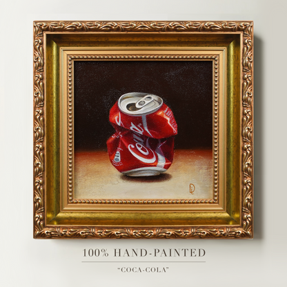 Original Crushed Coca-Cola Can Miniature Oil Painting