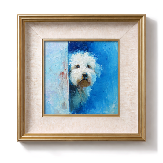 Original White Dog Oil Painting