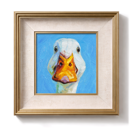 Original White Duck Oil Painting